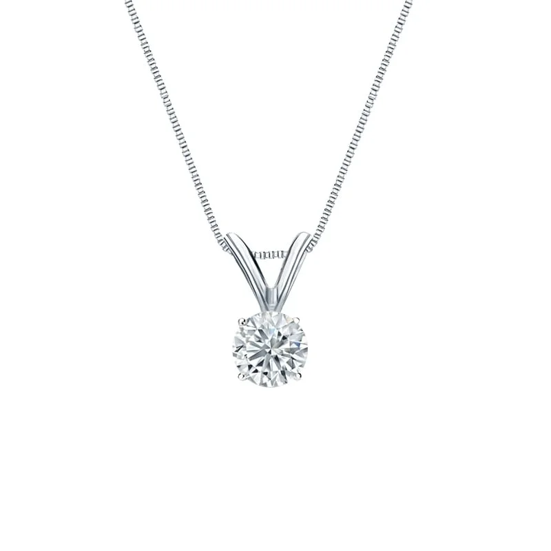 Auriya 14-karat Gold 0.25ctw Round Solitaire Lab Grown Diamond Necklace 4-Prong Basket (F-G VS) - 0.25