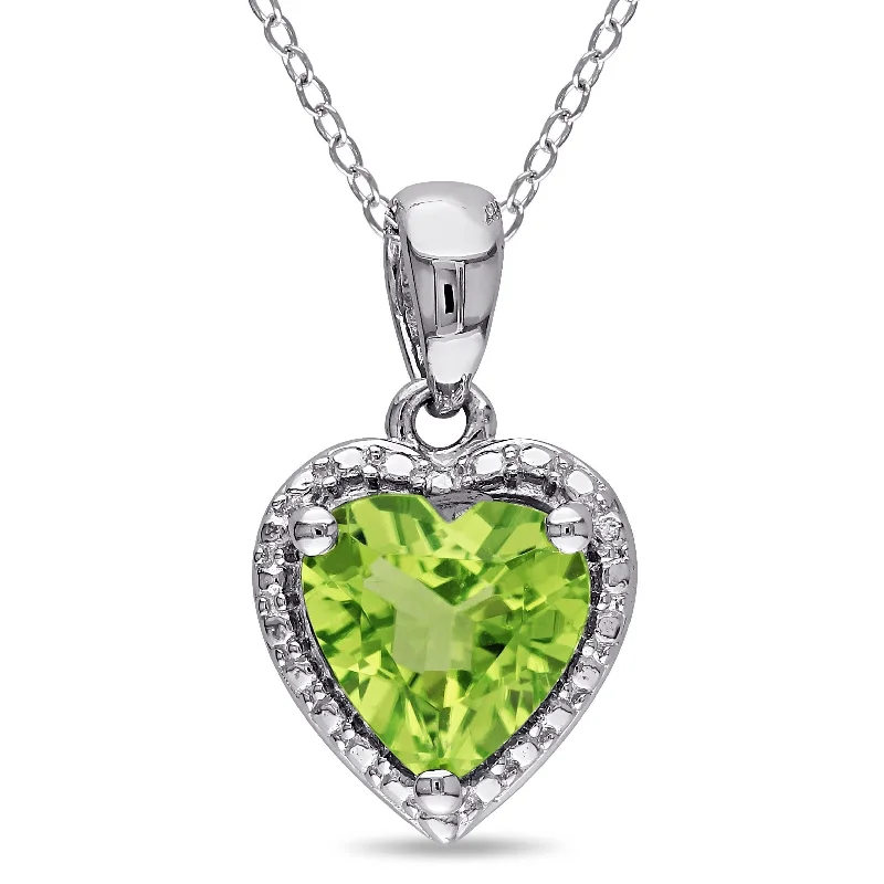 Miadora Sterling Silver Peridot Heart Necklace