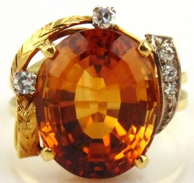 Stellar stone rings-Citrine & Diamonds Ring 18kt Two-tone Gold