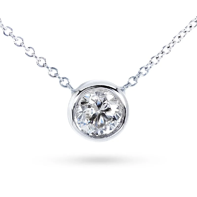 Annello by Kobelli 14k Gold Round Bezel Moissanite Solitaire Necklace (GH/VS)