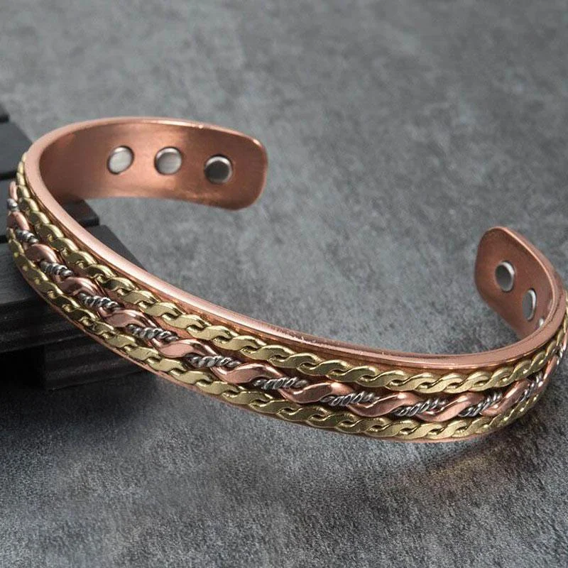 Linen cord bangles-Copper Vine Bracelet