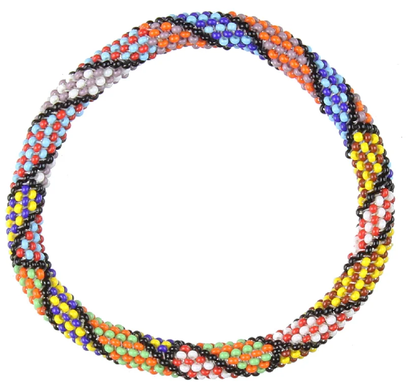 Onyx gem bangles-Colorful Patterned Stretchy Beaded Bracelet