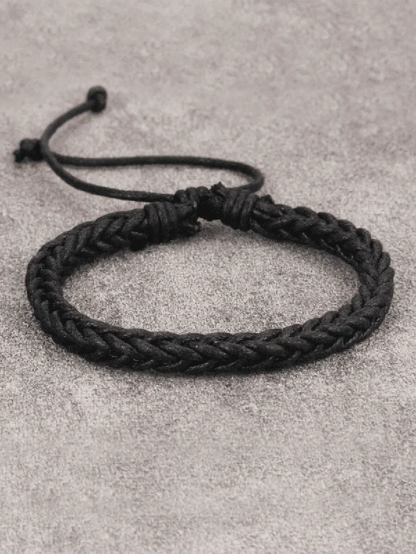 Topaz bangles-Men Solid Braided Bracelet