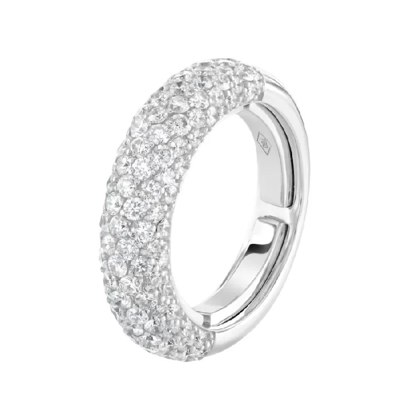 Eternity style engagement rings-1.99ct Round Brilliant Cut Diamond Pave Set 18ct White Gold Half Eternity Ring