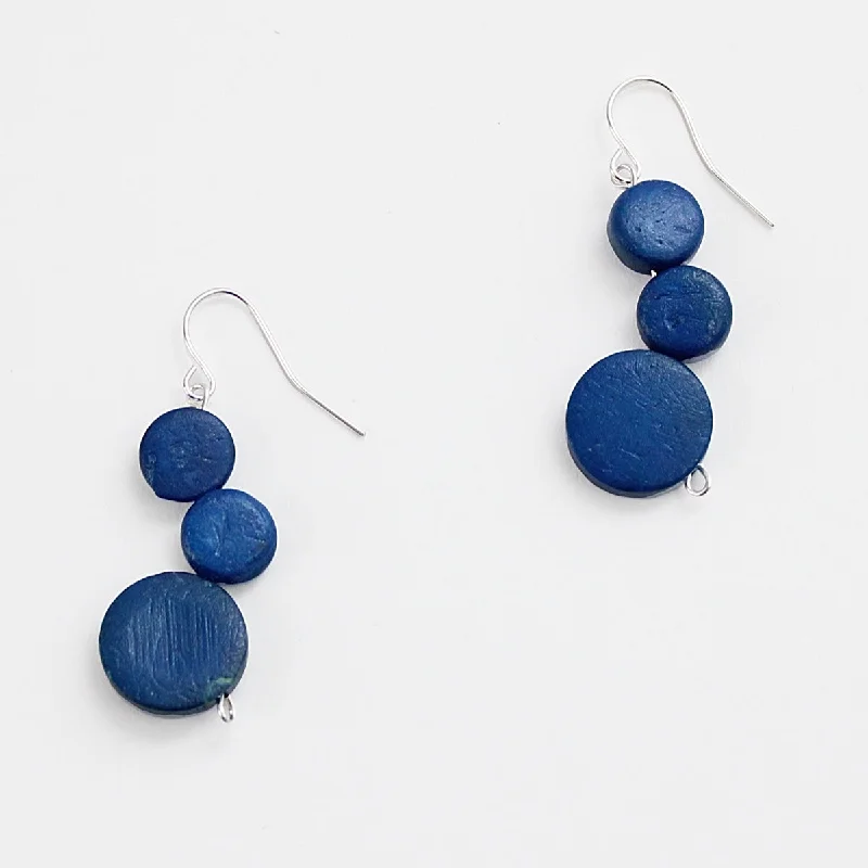 Trekker charm earrings-Triple Bead Royal Blue Taylor Earrings