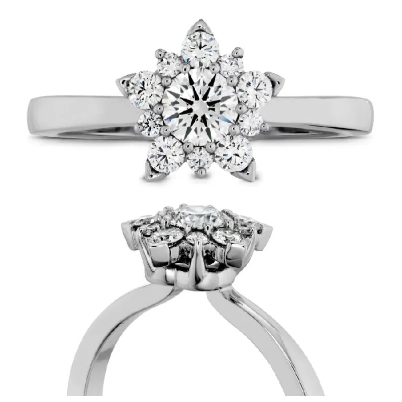 Tiny dot engagement rings-18ct White Gold Aerial Round Brilliant Cut Diamond Cluster Ring