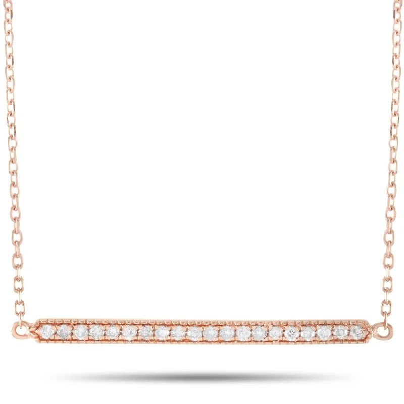 Rose Gold 0.10 ct Diamond Necklace ANK-15814-R Length 15 Inch