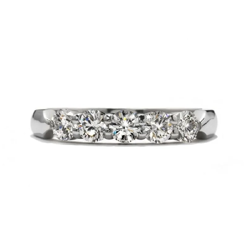 Oval cut engagement rings-0.31ct Round Brilliant Cut Diamond 5-Stone 18ct White Gold Half Eternity Ring