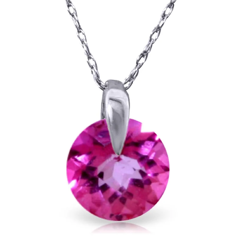 1 CTW 14K Solid White Gold Admitting How Pink Topaz Necklace