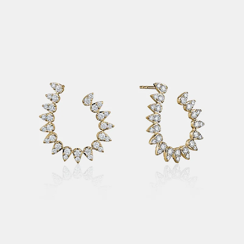 Flat knot earrings-Diamond Pear Shape Statement Earrings