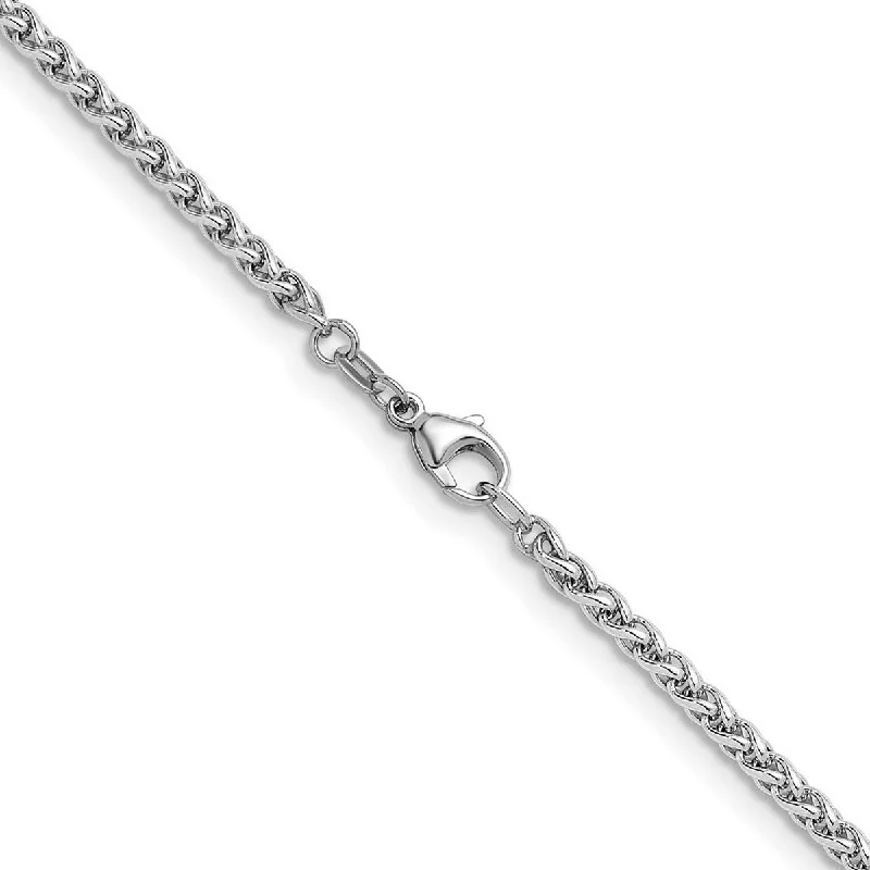 Curata 925 Sterling Silver Rhodium 3mm Wheat Chain Necklace for Men