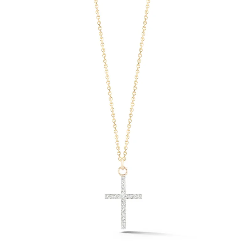 14kt Gold Small Diamond Cross Necklace