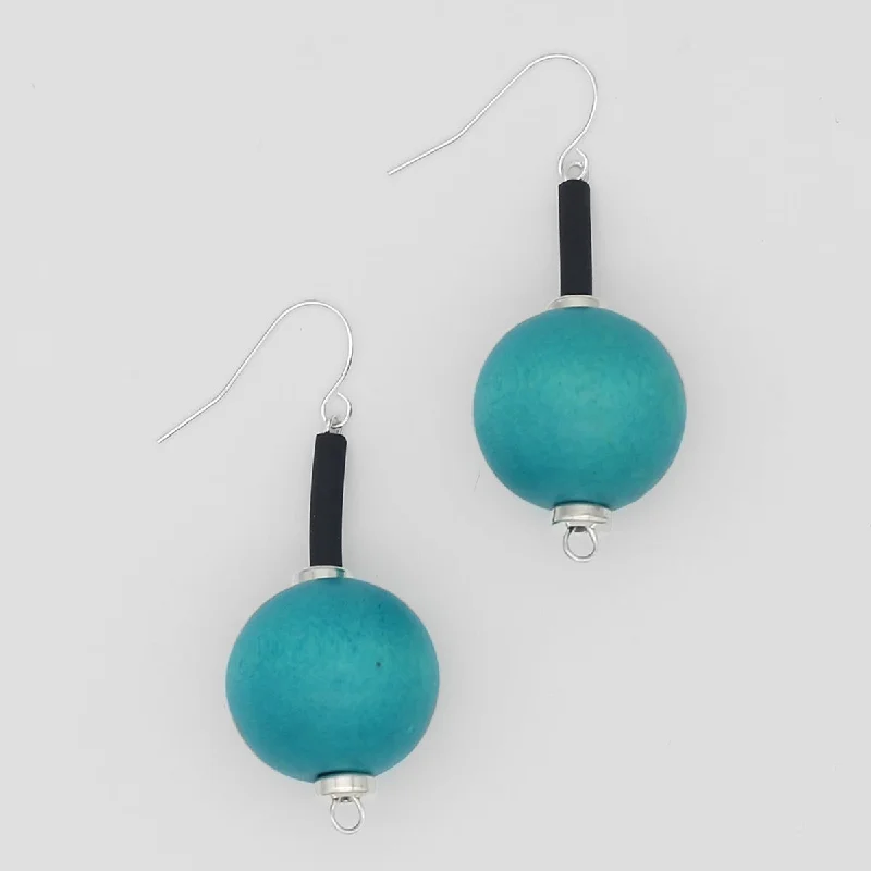 Leaf charm earrings-Aqua Ball Drop Earring