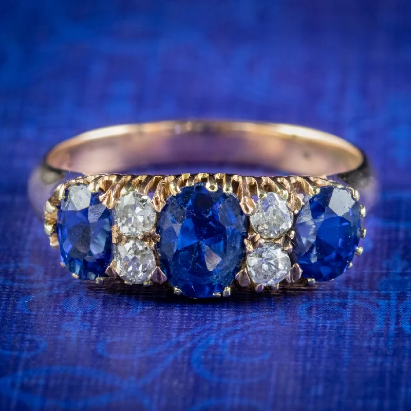 Flat twist rings-Antique Victorian Sapphire Diamond Ring 2ct Of Sapphire Circa 1900