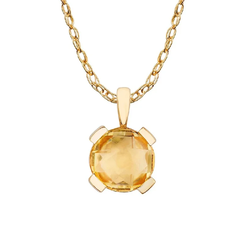 Viducci 10k Yellow Gold Genuine Round Citrine Pendant Necklace