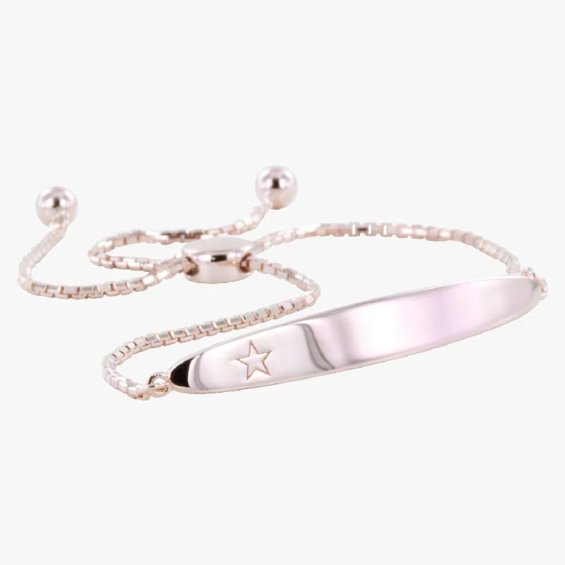 Onyx gem bangles-Children's Star Engraved Slider Bracelet