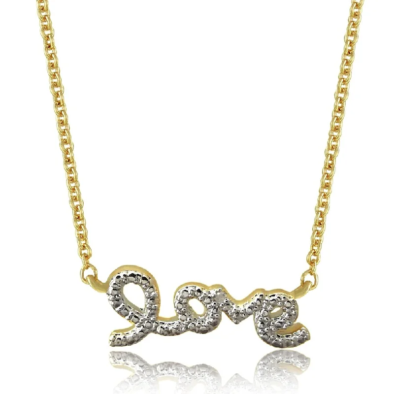 Finesque 18k Gold Overlay Diamond Accent 'Love' Necklace