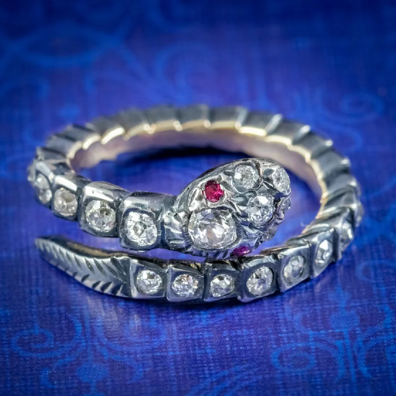 Quirky design rings-Georgian Style Diamond Snake Eternity Ring