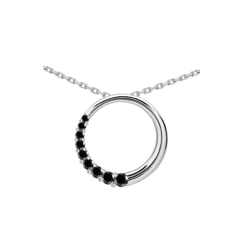 Marquee 10k White Gold 1/4ct TDW Black Diamond Journey Circle Necklace