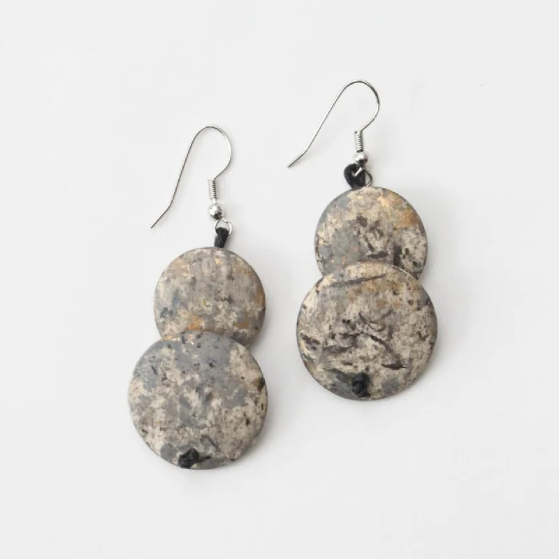 Leaf design earrings-Speckled Grey Amelie Earrings