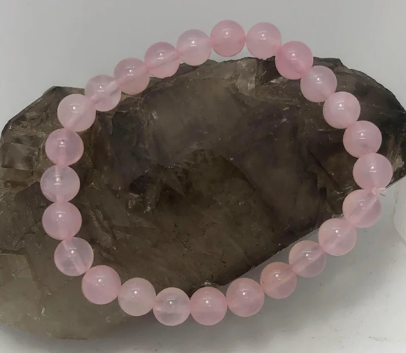 Onyx gem bangles-8mm Rose Quartz Stretchy Bracelet