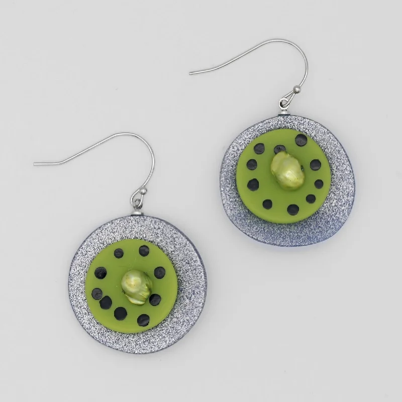 Light clay earrings-Green and Blue Reign Earrings