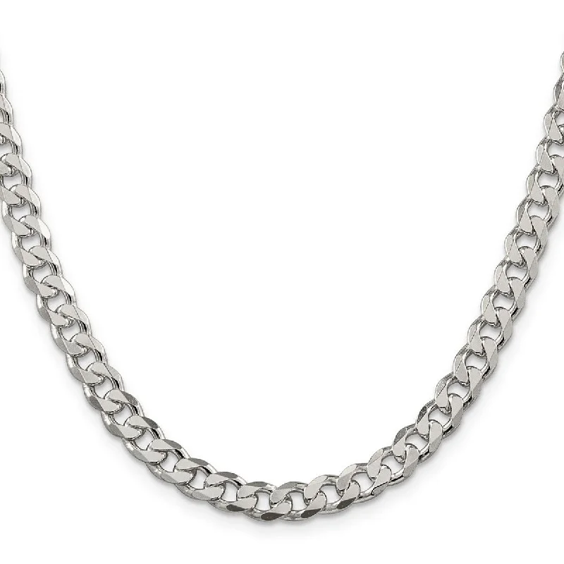 Curata 925 Sterling Silver 7mm Pave Curb Chain Necklace for Men