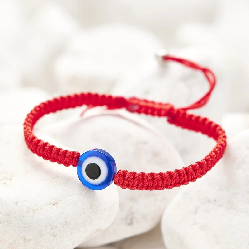 Woven cord bangles-Classic Red String Evil Eye Bracelet