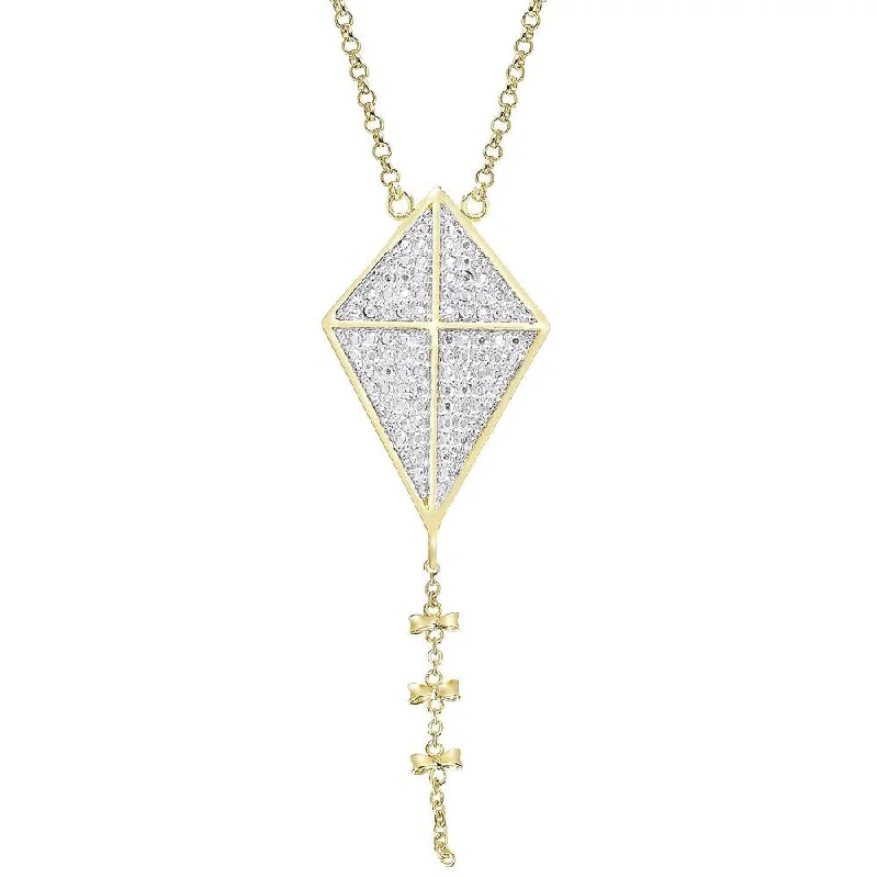 Finesque Gold Overlay Diamond Accent Kite Design Necklace