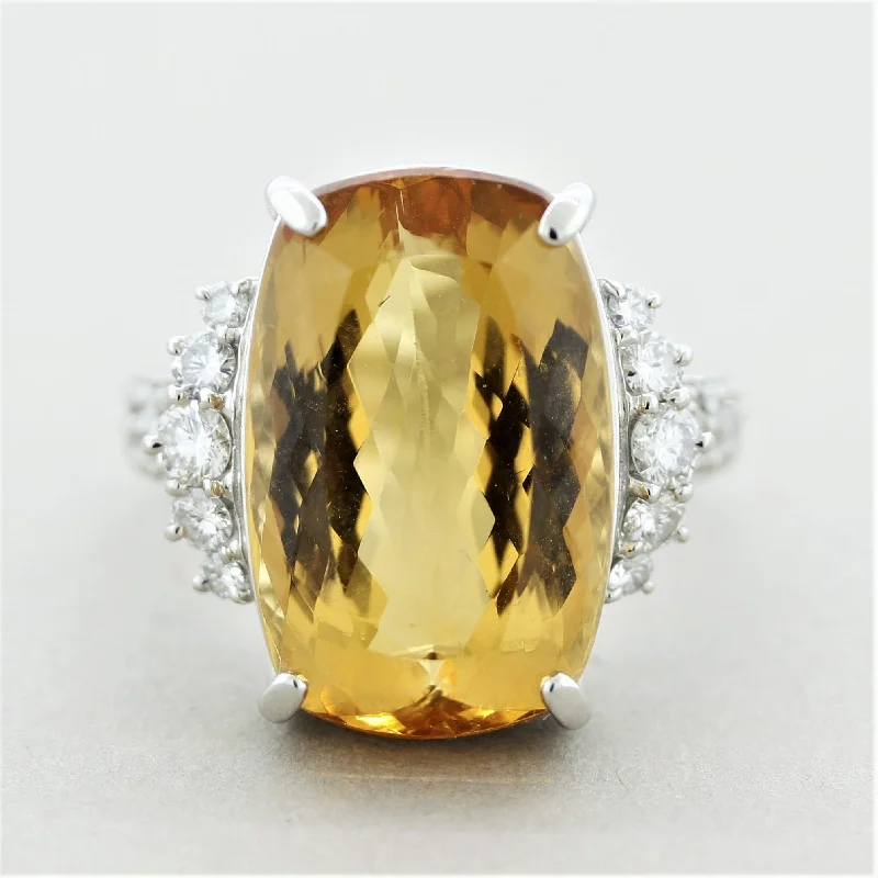 Antique bronze rings-Fine Imperial Topaz Diamond Platinum Cocktail Ring