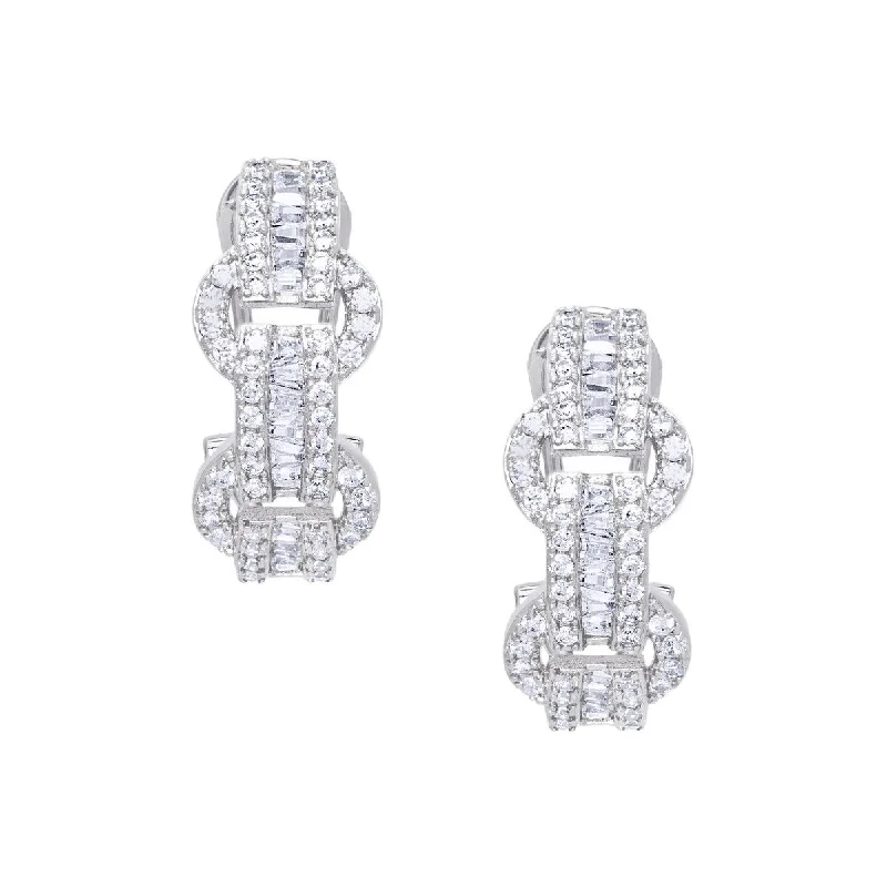 Square gem earrings-Victoria Townsend Silverplate Cubic Zirconia Link Hoop Earring