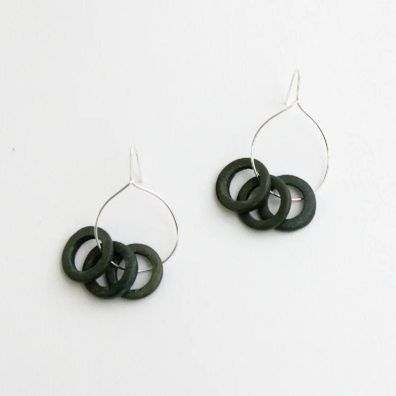 Wide hoop earrings-Olive Circle Dangle Earrings