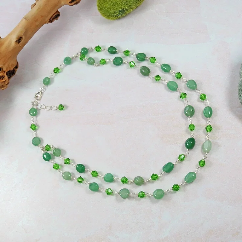 Double Strand Green Aventurine Wired Necklace