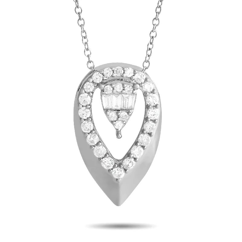 White Gold 0.30ct Diamond Teardrop Necklace PN15406-W Length 15 Inch