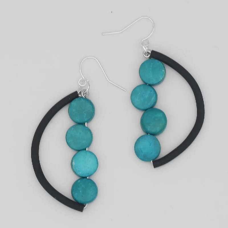 Topaz earrings-Turquoise Half Moon Dangle Earring