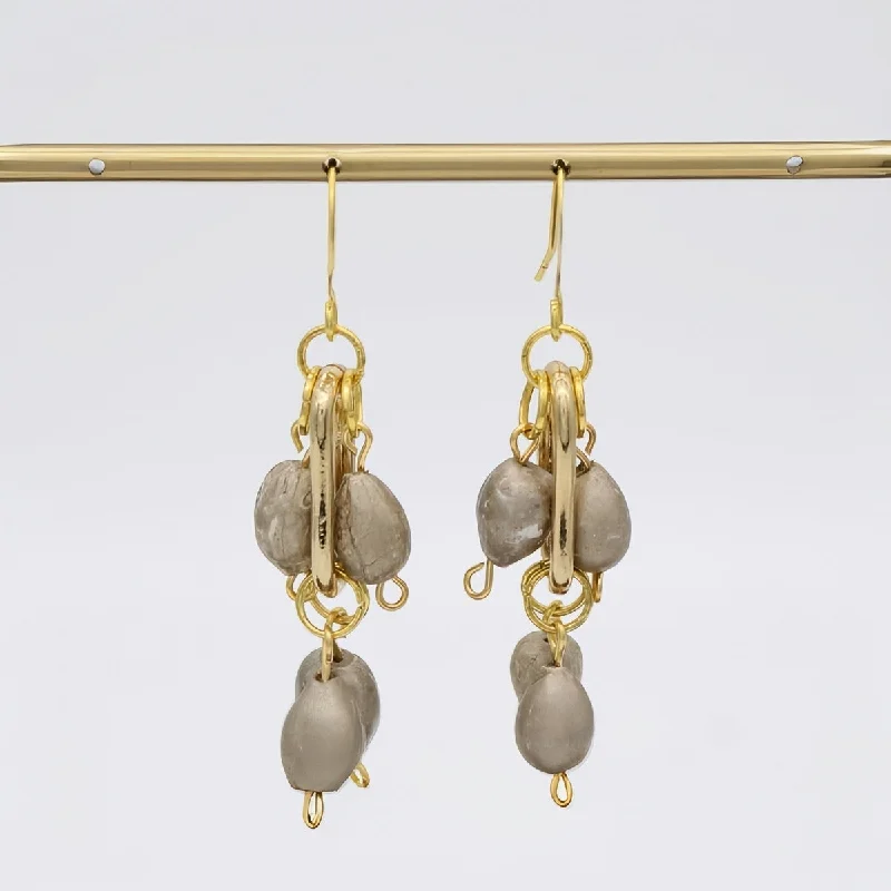 Light clay earrings-Gold Lunar Cascade Earring