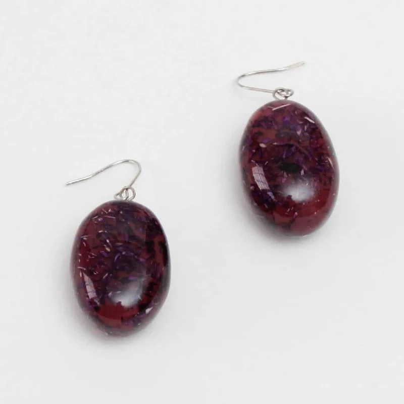 Polished charm earrings-Red Speckled Oval Thea Earring