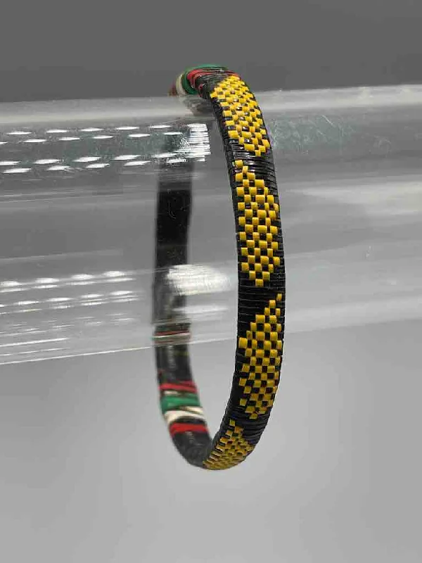 Pure link bangles-Narrow Finest Design Recycled Plastic Bracelet - Yellow