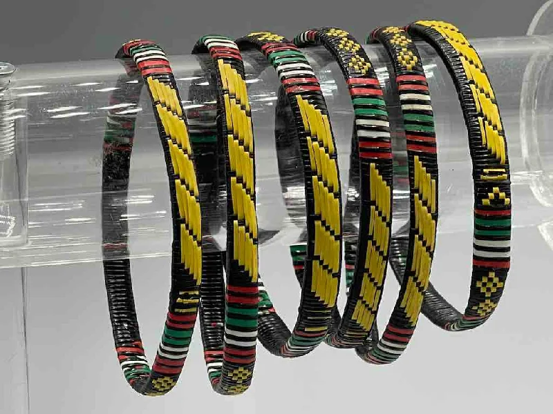 Braided silk bangles-Narrow Finest Design Recycled Plastic Bracelet - Yellow