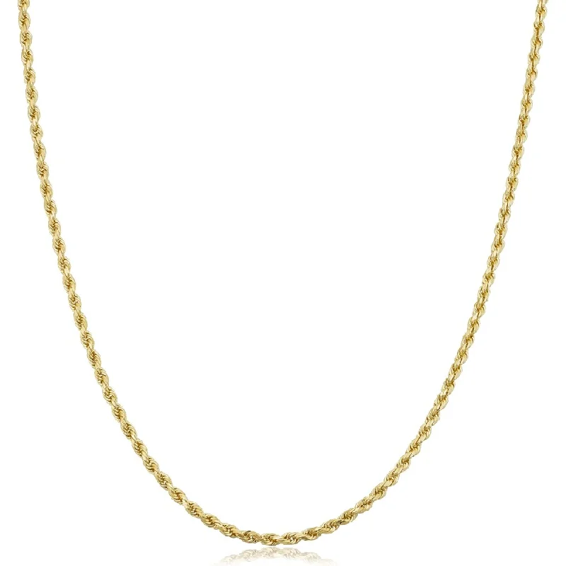 14k Yellow Gold 1.9 millimeter Rope Chain Necklace (16 - 30 inches)