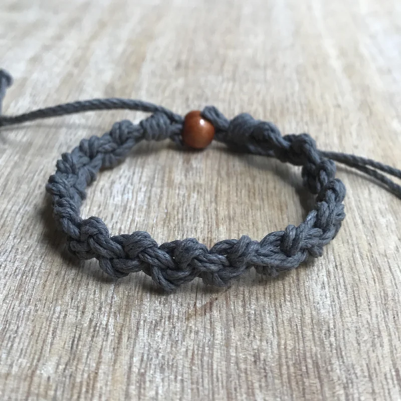 Silk cord bangles-Hillsboro Gray Hemp Unisex  Bracelet