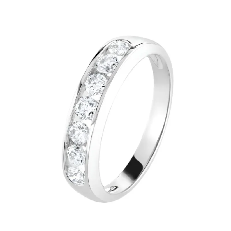 Oval stone engagement rings-0.50ct Round Brilliant Cut Diamond Channel Set 18ct White Gold Half Eternity Ring