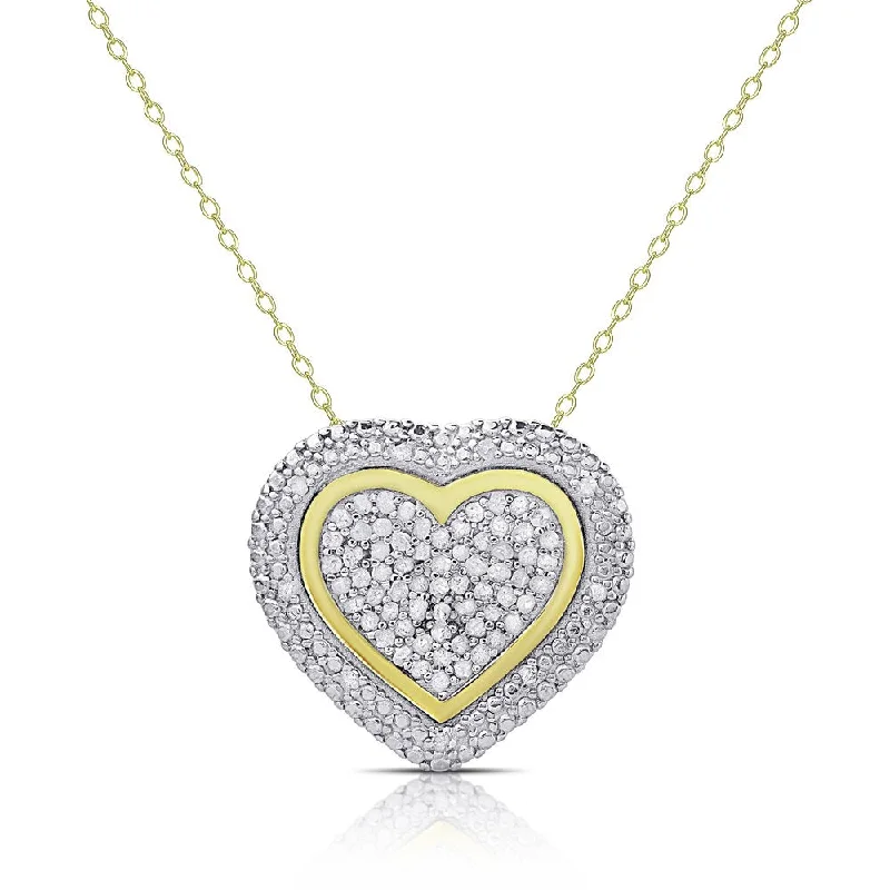 Finesque Gold over Sterling Silver 1/2ct TDW Diamond Heart Necklace