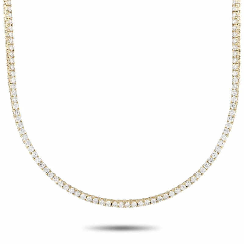 Yellow Gold 12.98ct Lab-Grown Diamond Tennis Necklace MF07-100924 Length 24 Inch