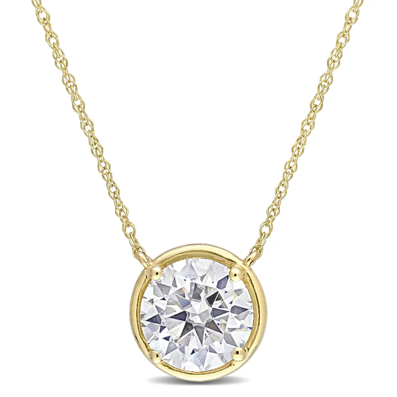 Miadora 2ct DEW Moissanite Solitaire Necklace in 10k Yellow Gold