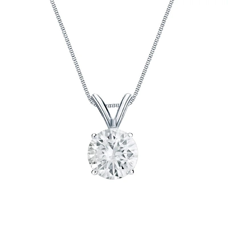 Auriya 18K Gold Solitaire Diamond Pendant Necklace | Customizable 0.50–1.25ct Round Diamond in White or Yellow Gold