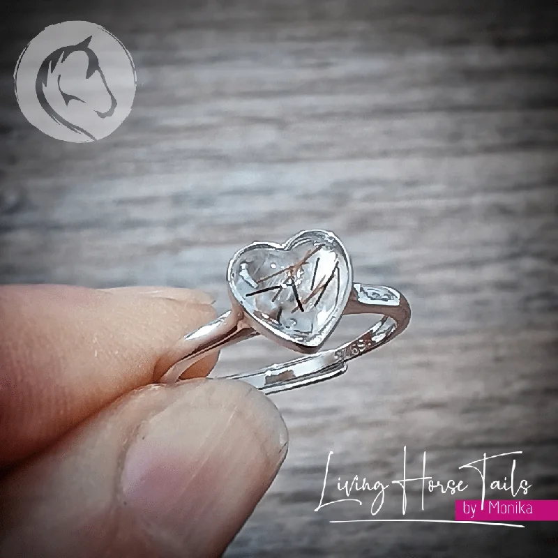 Two-tone earrings-Keepsake Memorial Heart Resing Ring- Style 1