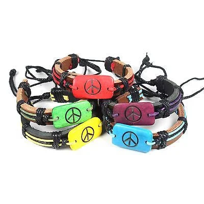 Surf theme bangles-Peace & Love Friendship Wrist Bracelet Hippie Peace Sign Love Flexable 1sz fit