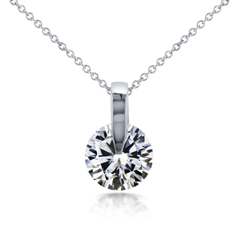 Annello by Kobelli 14k White Gold 1ct Round Moissanite Solitaire Necklace (GH/VS)