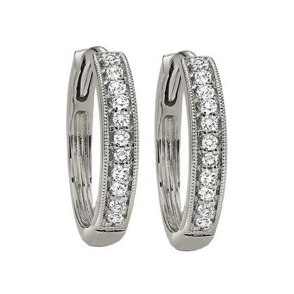 Swirl shape earrings-10KT WHITE GOLD DIAMOND (1/6CTW) EARRING